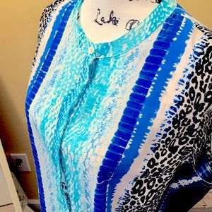 🍓2/$10🍓😃❕Apt 9 PXL Royal Blue Aqua Black snake print stripe sleeveless top